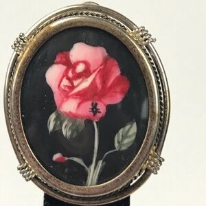 Antique Art Nouveau 800 Silver Rose Pendant Brooch